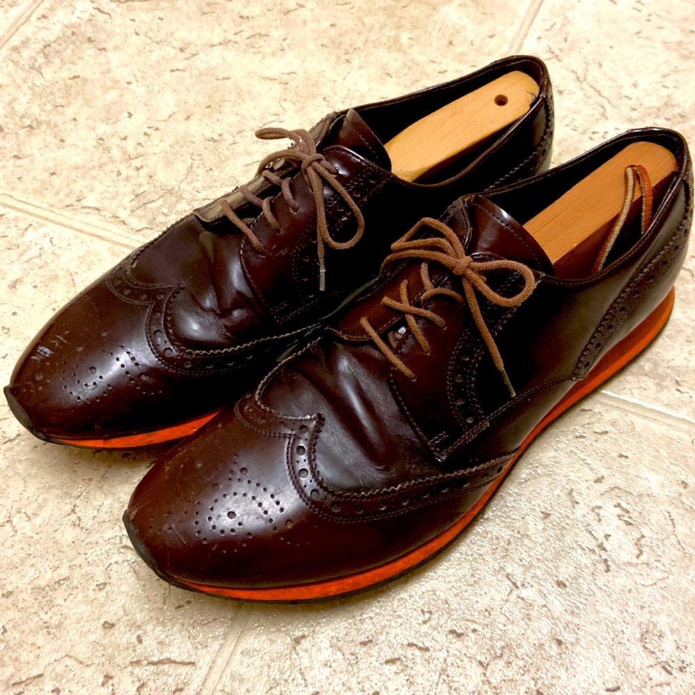 Prada Calf Leather Wingtip Derby Lace Up